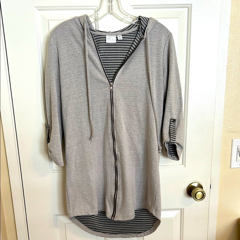 Blue Caribbean Gray Striped Hoodie, M